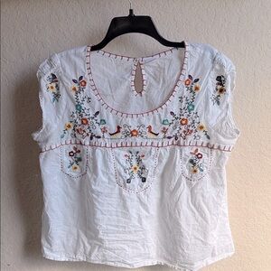 Embroidered Peasant Top